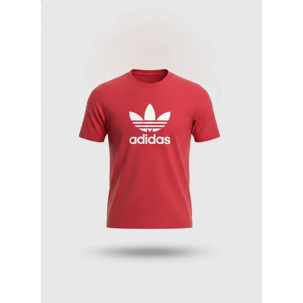 Adidas Originals Mens XL Red Trefoil Logo Short Sleeve T-Shirt Cotton Crewneck